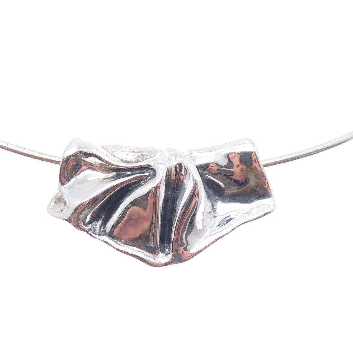 HAGIT GORALI 925 Sterling Silver Vintage Israel Modernist Necklace 16-20"