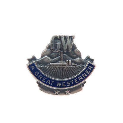 LGB BALFOUR Sterling Vintage Enamel George Washington Great Westerner Lapel Pin