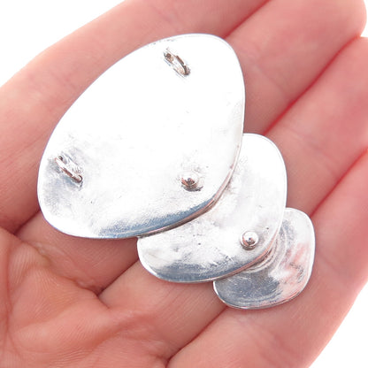 925 Sterling Silver Vintage Modernist Hammered Slide Pendant