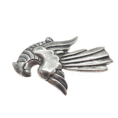 925 Sterling Silver Vintage Bird of Paradise Oxidized Pin Brooch