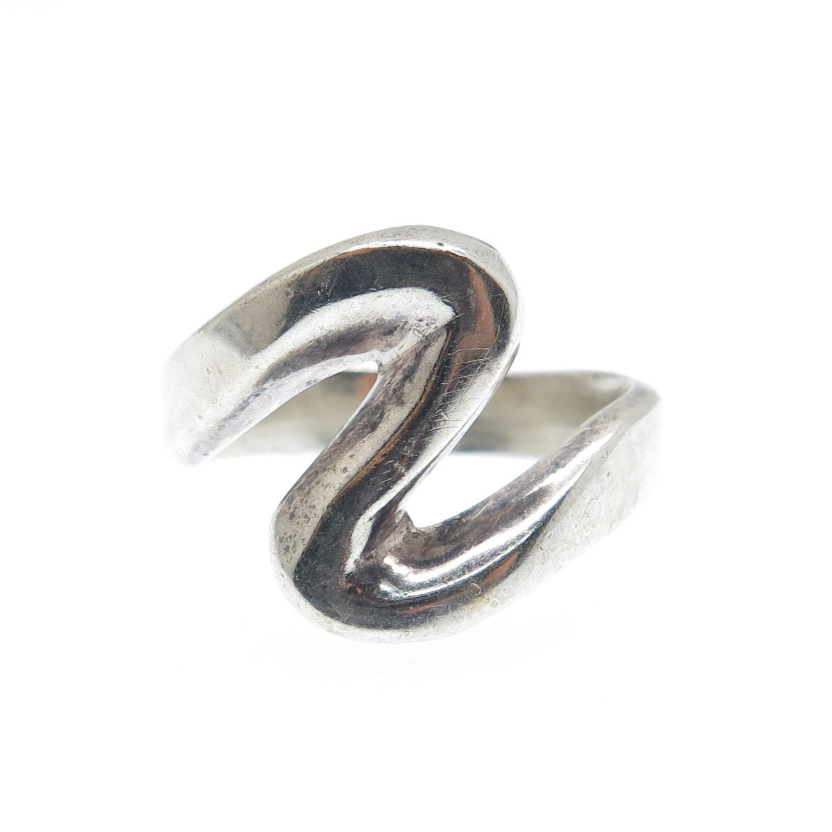 925 Sterling Silver Vintage Mexico Modernist Wavy Ring Size 8.5