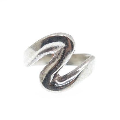 925 Sterling Silver Vintage Mexico Modernist Wavy Ring Size 8.5