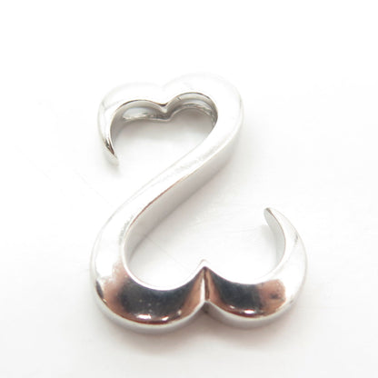 925 Sterling Silver Vintage Open Heart Slide Pendant