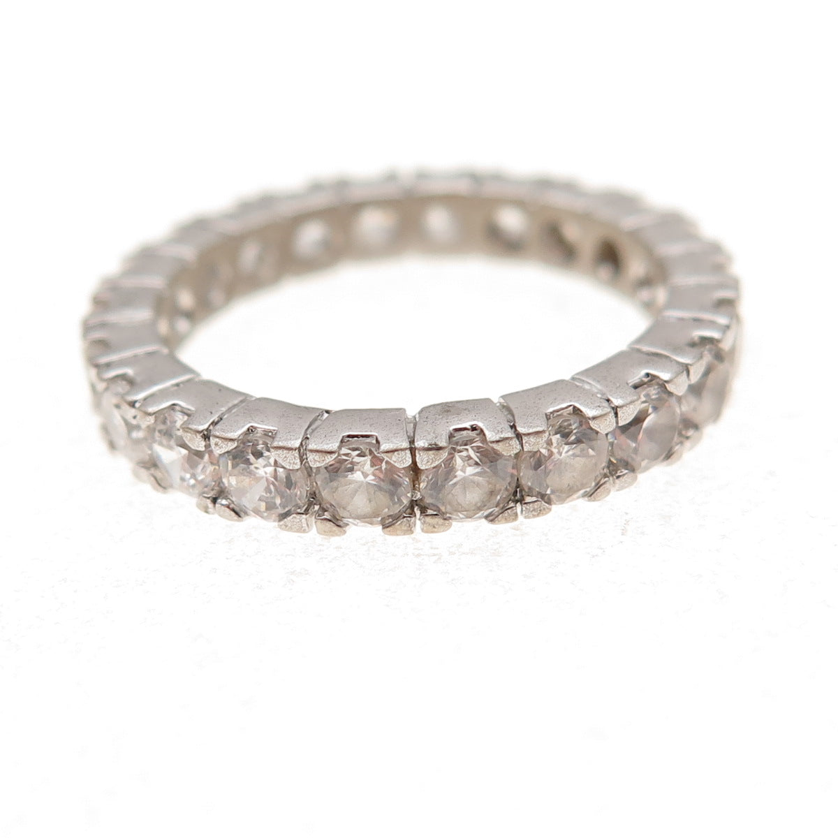 925 Sterling Silver Round-Cut C Z All Around Eternity Band Ring Size 7