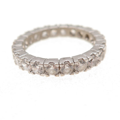 925 Sterling Silver Round-Cut C Z All Around Eternity Band Ring Size 7