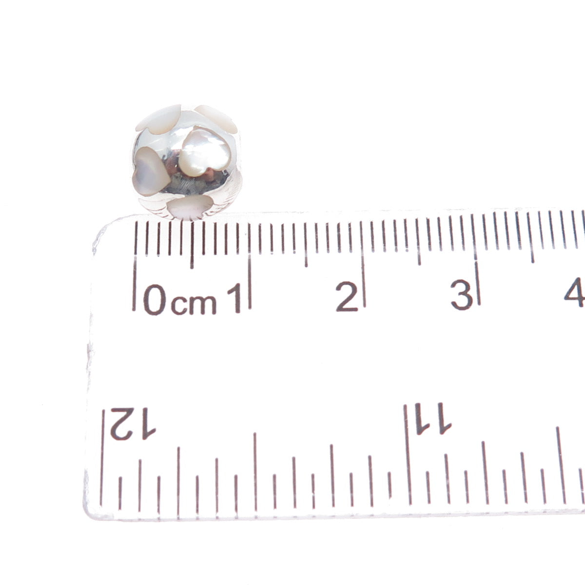 PANDORA 925 Sterling Silver Real MOP Heart Slide Bead Charm