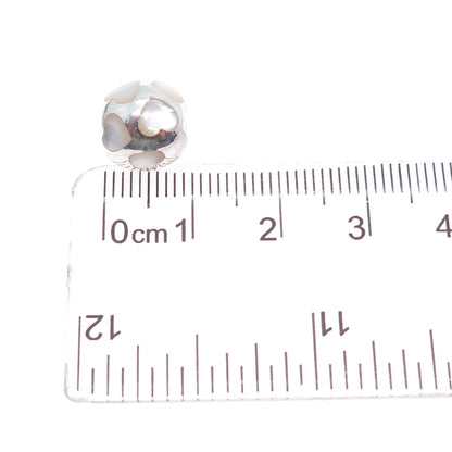PANDORA 925 Sterling Silver Real MOP Heart Slide Bead Charm