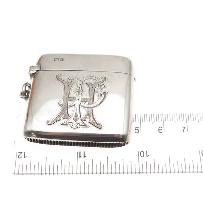 James Deakin & Sons Sterling Antique 1907 Chester HP Monogram Vesta Match Case