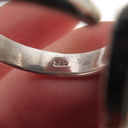 925 Sterling Silver Vintage Real Mohave Turquoise Modernist Ring Size 7.75