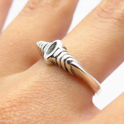 925 Sterling Silver Vintage Ribbed Oval Bar Ring Size 6.75