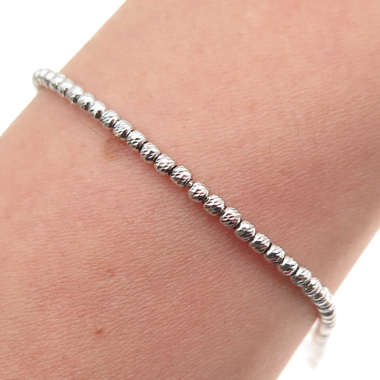 925 Sterling Silver Italy Diamond-Cut Ball Beaded Link Bracelet 6.75-7.75"