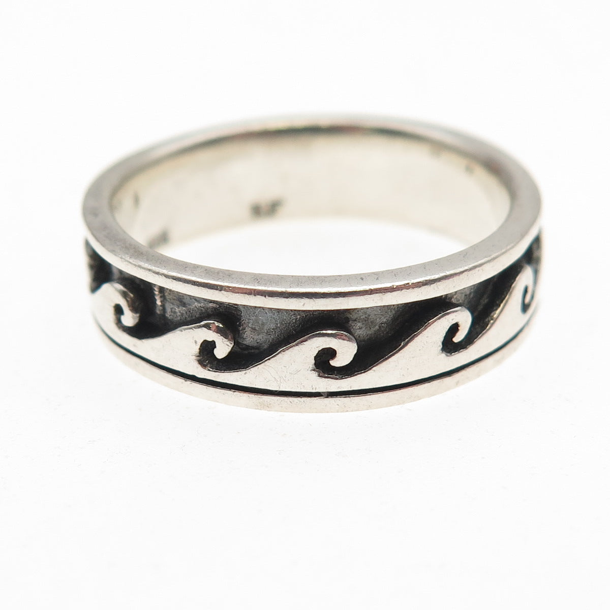 Chapal Zenray 925 Sterling Silver Vintage Wave Oxidized Band Ring Size 9.25