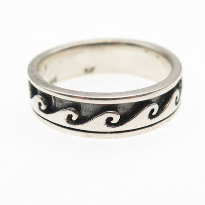 Chapal Zenray 925 Sterling Silver Vintage Wave Oxidized Band Ring Size 9.25
