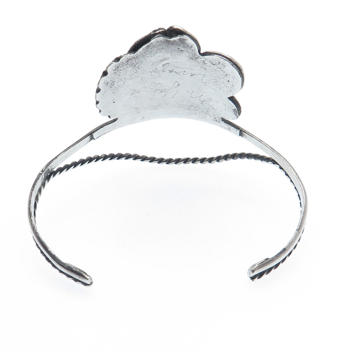 MELISSA YAZZIE Old Pawn 925 Sterling Turquoise & Coral Adjustable Bracelet 6.75"