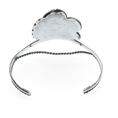 MELISSA YAZZIE Old Pawn 925 Sterling Turquoise & Coral Adjustable Bracelet 6.75"