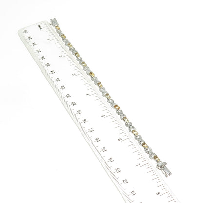 DEE BERKLEY JEWELRY Sterling Silver Diamond Accent & Citrine "X" Bracelet 7.25"