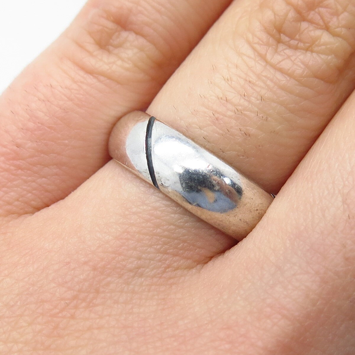 925 Sterling Silver Vintage Mexico Classic Band Ring Size 6.25