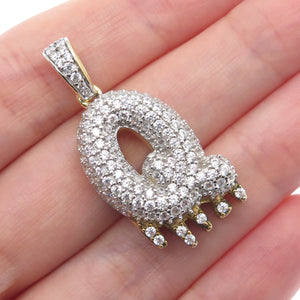 925 Sterling Silver Gold Plated Round-Cut Shaped C Z Letter Q Sparkle Pendant