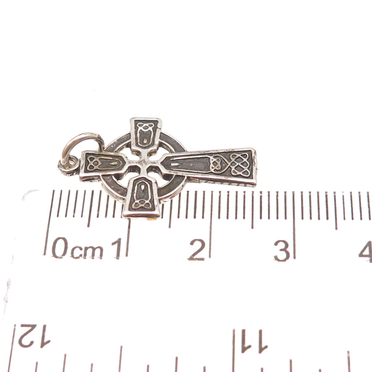 925 Sterling Silver Vintage Celtic Cross Oxidized Charm Pendant