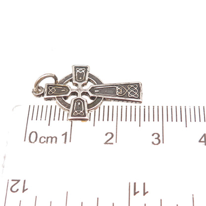 925 Sterling Silver Vintage Celtic Cross Oxidized Charm Pendant