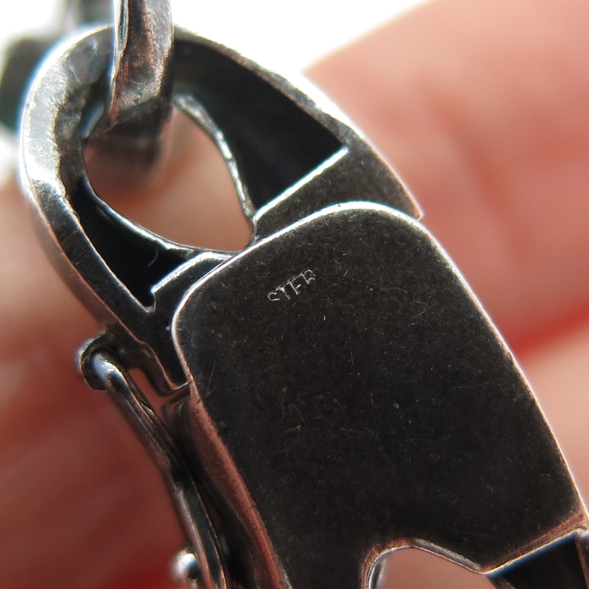 925 Sterling Silver Vintage Modernist Anchor Link Oxidized Bracelet 6.75"