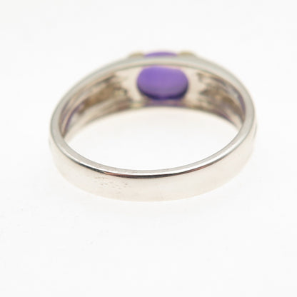 Tiffany & Co. 925 Sterling Silver 18K Gold Vintage Real Amethyst Ring Size 6.75
