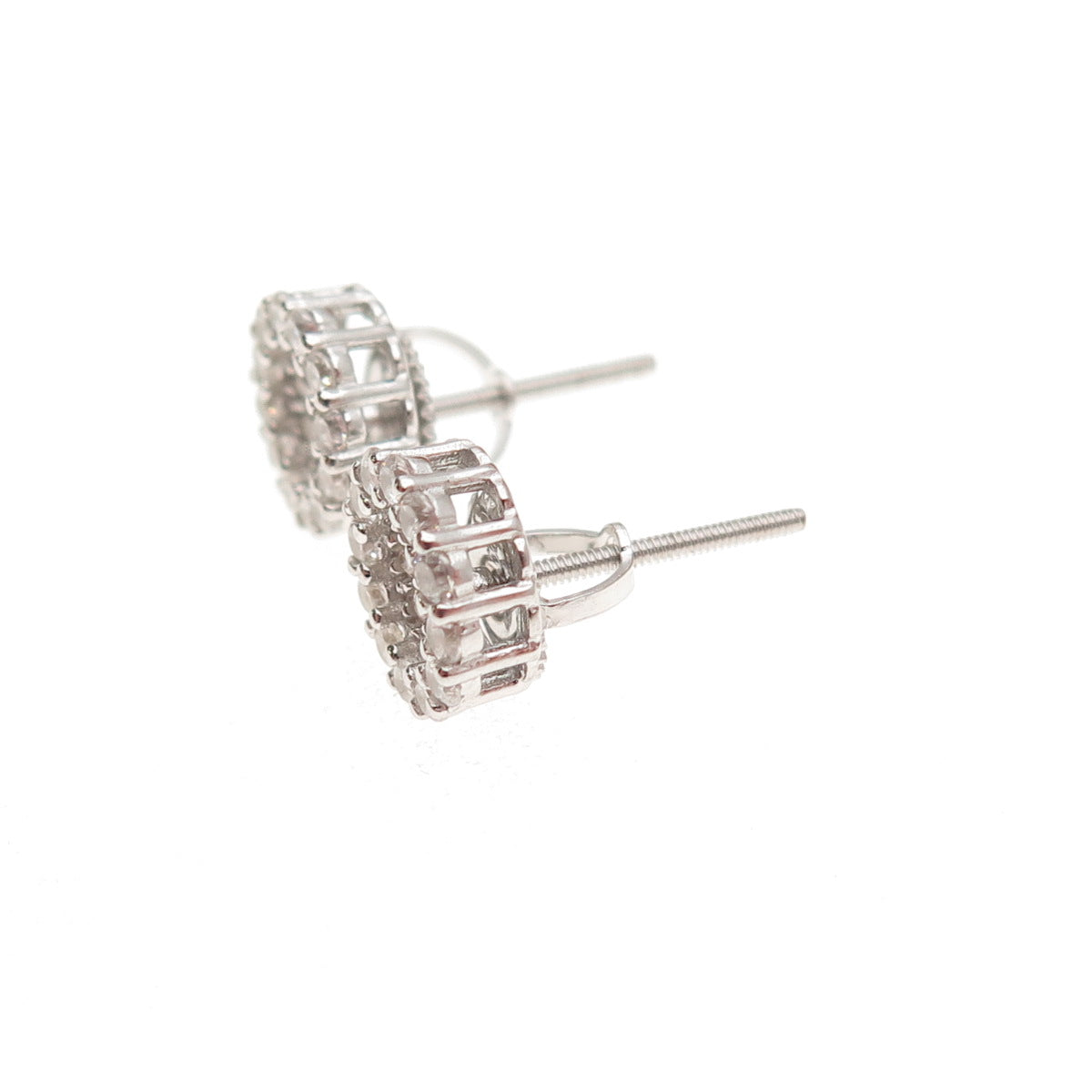 925 Sterling Silver Round-Cut C Z Stud Earrings