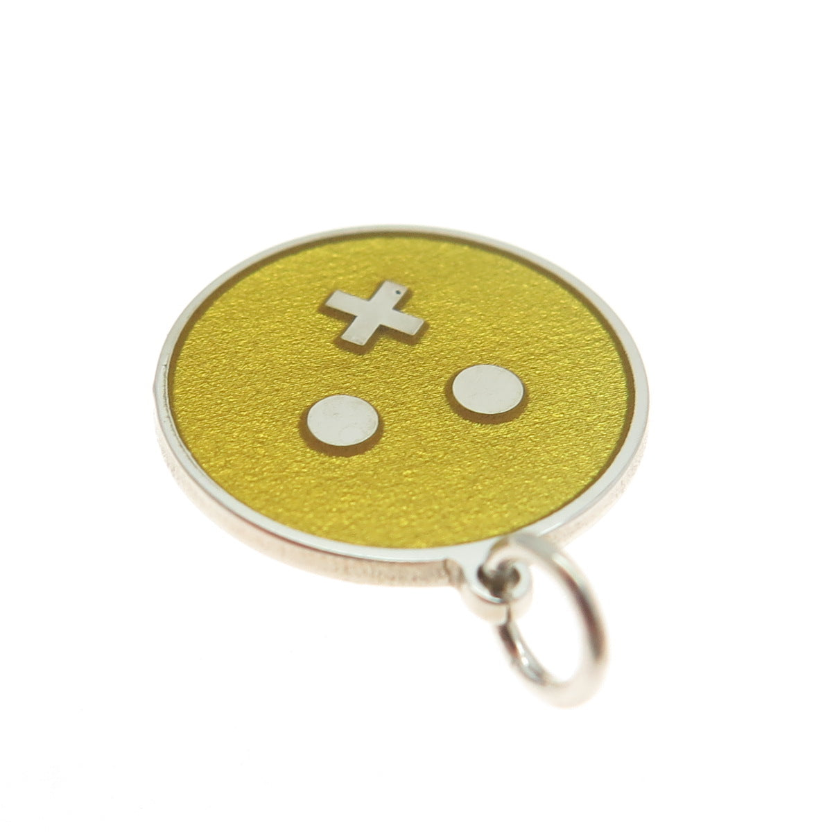 925 Sterling Silver Yellow Enamel Cross Mouth Emoji Minimalist Charm Pendant