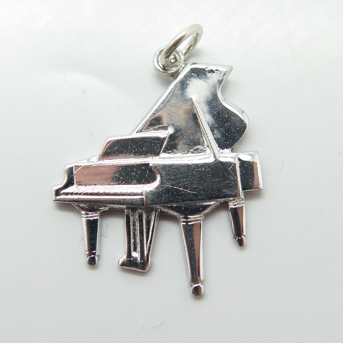 WELLS 925 Sterling Silver Vintage Fortepiano Musical Instrument Charm Pendant