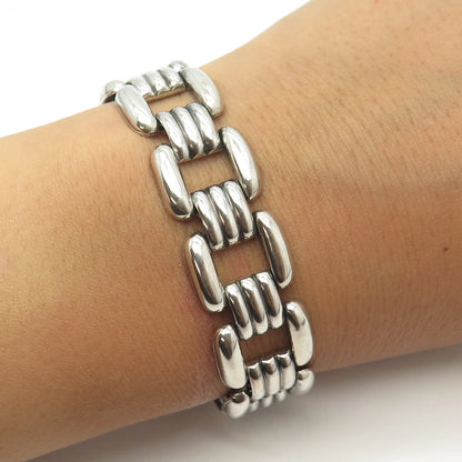 835 Silver Antique Art Deco Panther Link Bracelet 7.5"