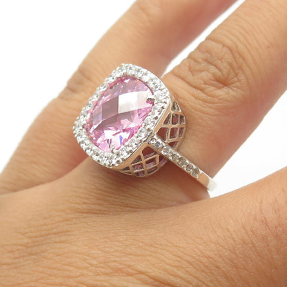 925 Sterling Silver J. Esposito White & Pink C Z Ring Size 6.25