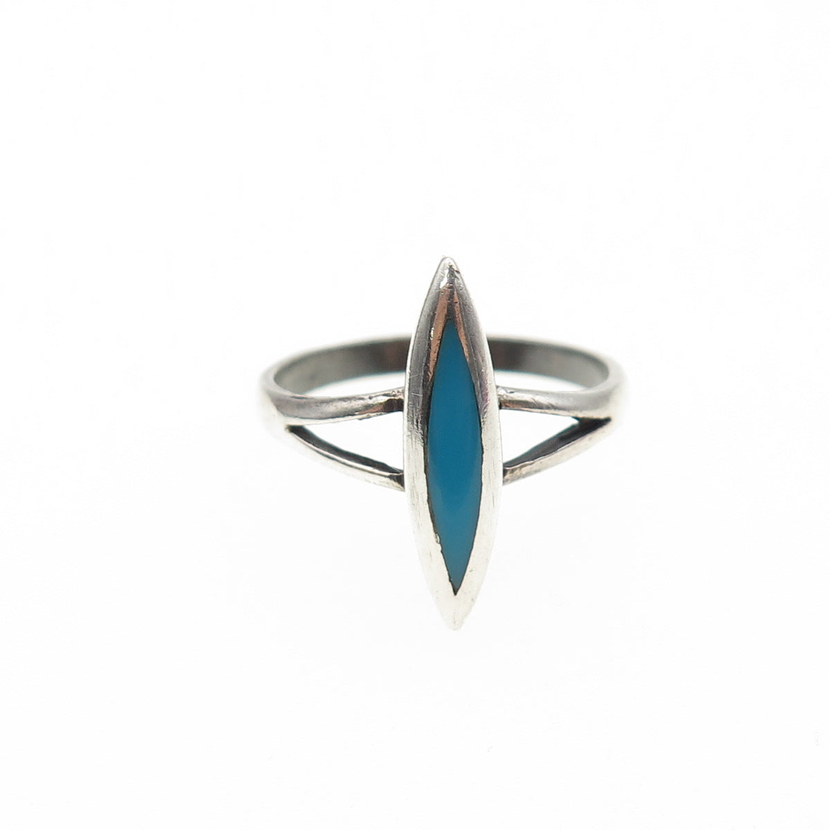 925 Sterling Silver Vintage Southwestern Real Bisbee Turquoise Ring Size 6