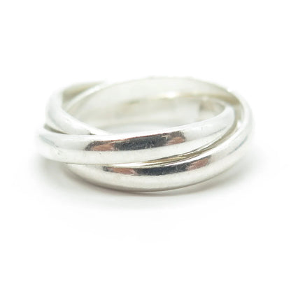925 Sterling Silver Vintage Trinity Band Ring Size 6