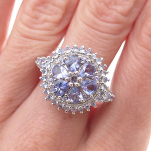 Chuck Clemency 925 Sterling Silver Real Multi-Cut Tanzanite Ring Size 8.25
