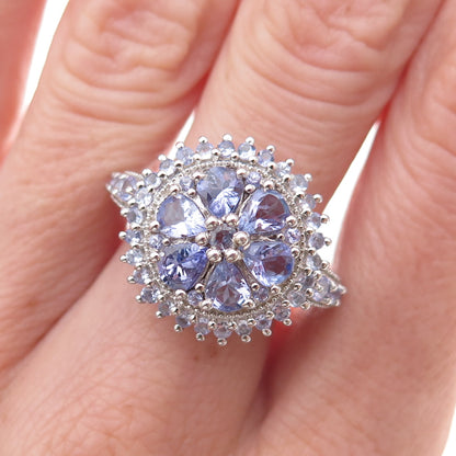 Chuck Clemency 925 Sterling Silver Real Multi-Cut Tanzanite Ring Size 8.25