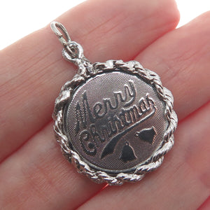 925 Sterling Silver Vintage Merry Christmas Charm Pendant