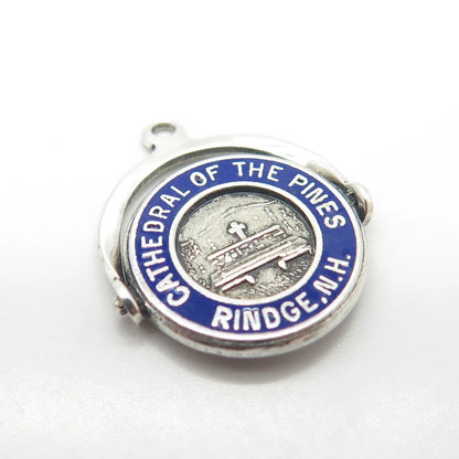 925 Sterling Silver Vintage Enamel "Cathedral of the Pines" Charm Pendant