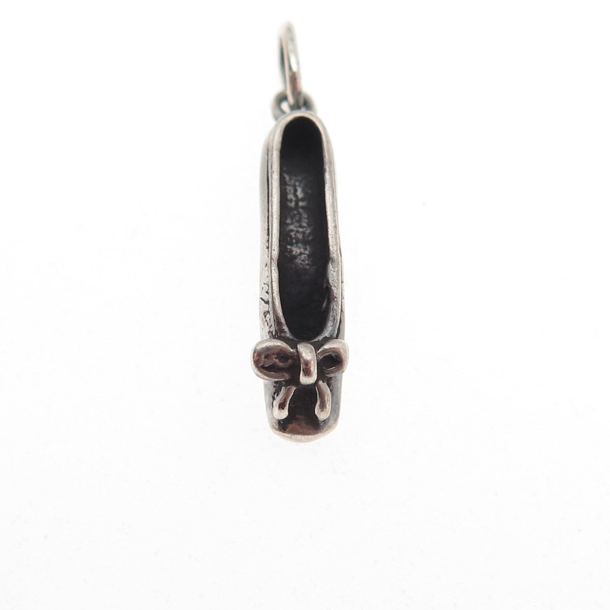Sunwest Sterling Silver Vintage Ballerina Shoe Oxidized 3D Mini Charm Pendant