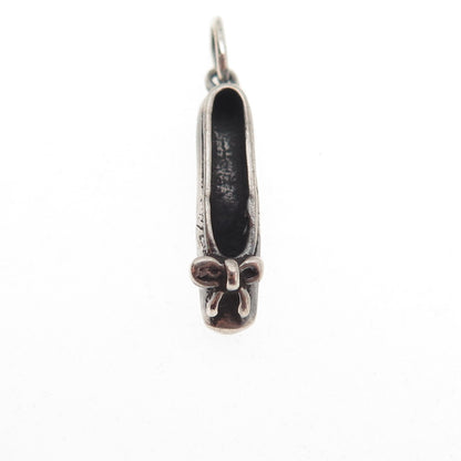 Sunwest Sterling Silver Vintage Ballerina Shoe Oxidized 3D Mini Charm Pendant