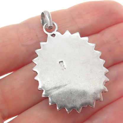 925 Sterling Silver Vintage Real Cabochon Labradorite Beaded Charm Pendant