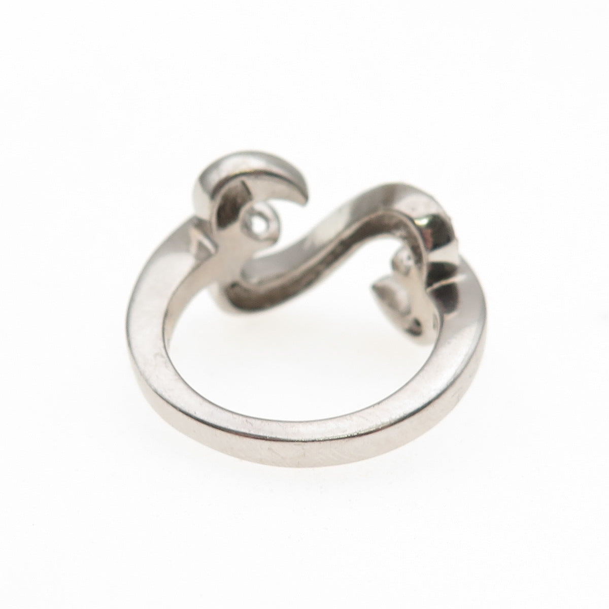 Jane Seymour 925 Sterling Silver Real Diamond Open Heart Ring Size 6.75