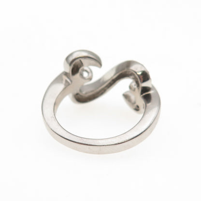 Jane Seymour 925 Sterling Silver Real Diamond Open Heart Ring Size 6.75