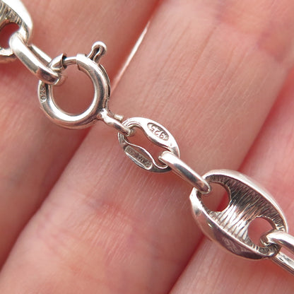 925 Sterling Silver Vintage Italy Anchor Mariner Link Bracelet 7.25"