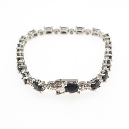 Michelle Albala 925 Sterling Silver Real Diamond Accent Sapphire Bracelet 7.25"