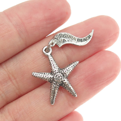 PACIFIC JEWELRY 925 Sterling Silver Vintage "Virginia Beach" Starfish 3D Pendant