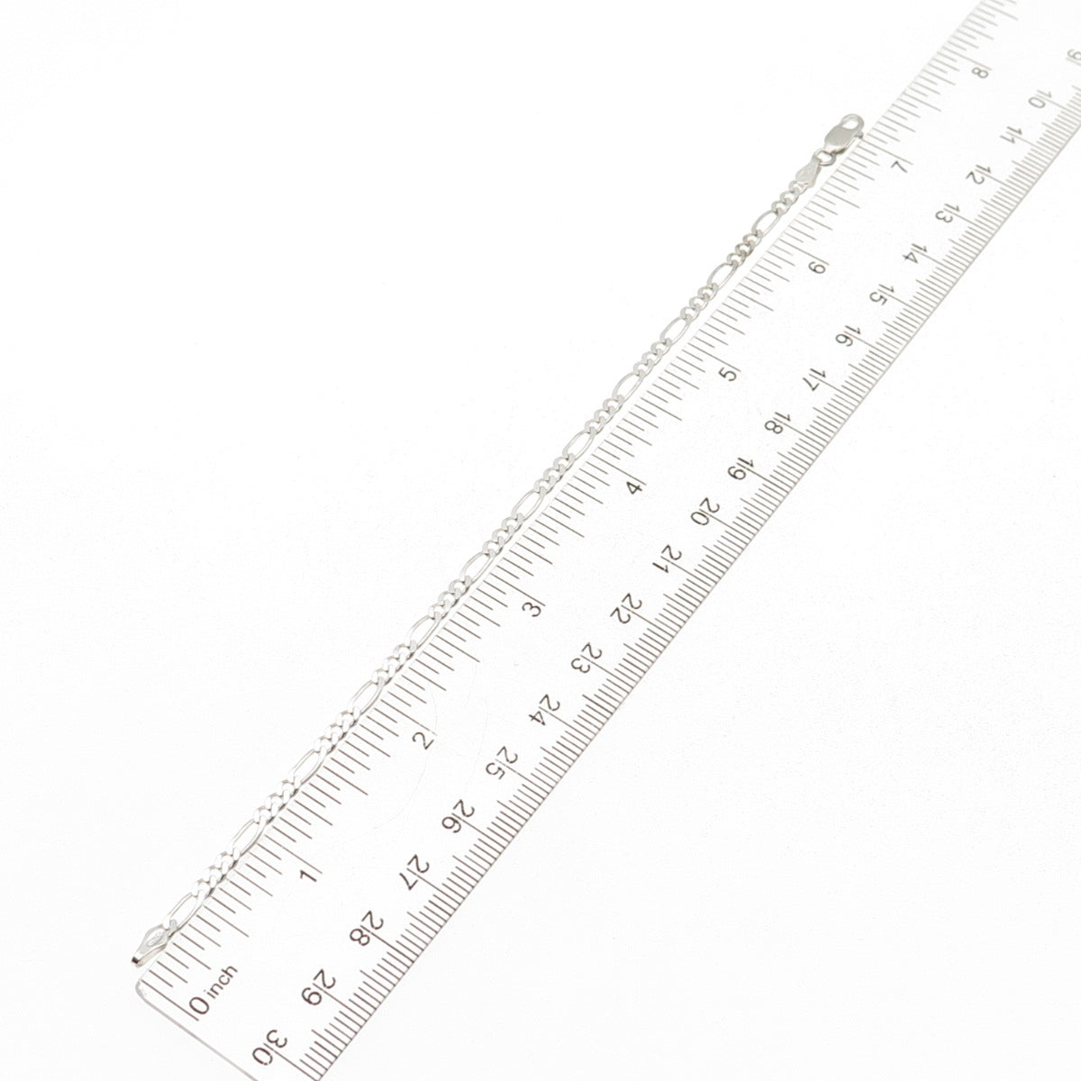 925 Sterling Silver Italy Figaro Link Bracelet 7"