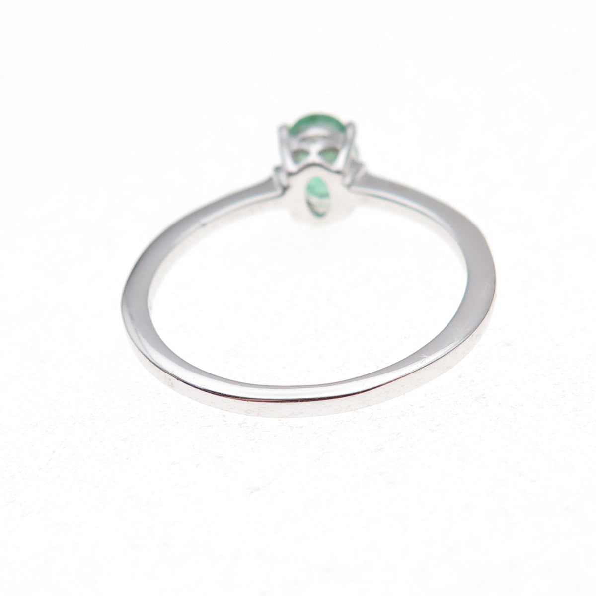 925 Sterling Silver Real Oval-Cut Emerald Ring Size 8
