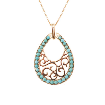 Tehya Oyama 925 Sterling Gold Plated Real Turquoise Cable Chain Necklace 18"