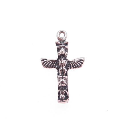 Old Pawn 925 Sterling Silver Vintage Southwestern Totem Pole Tribal Pendant