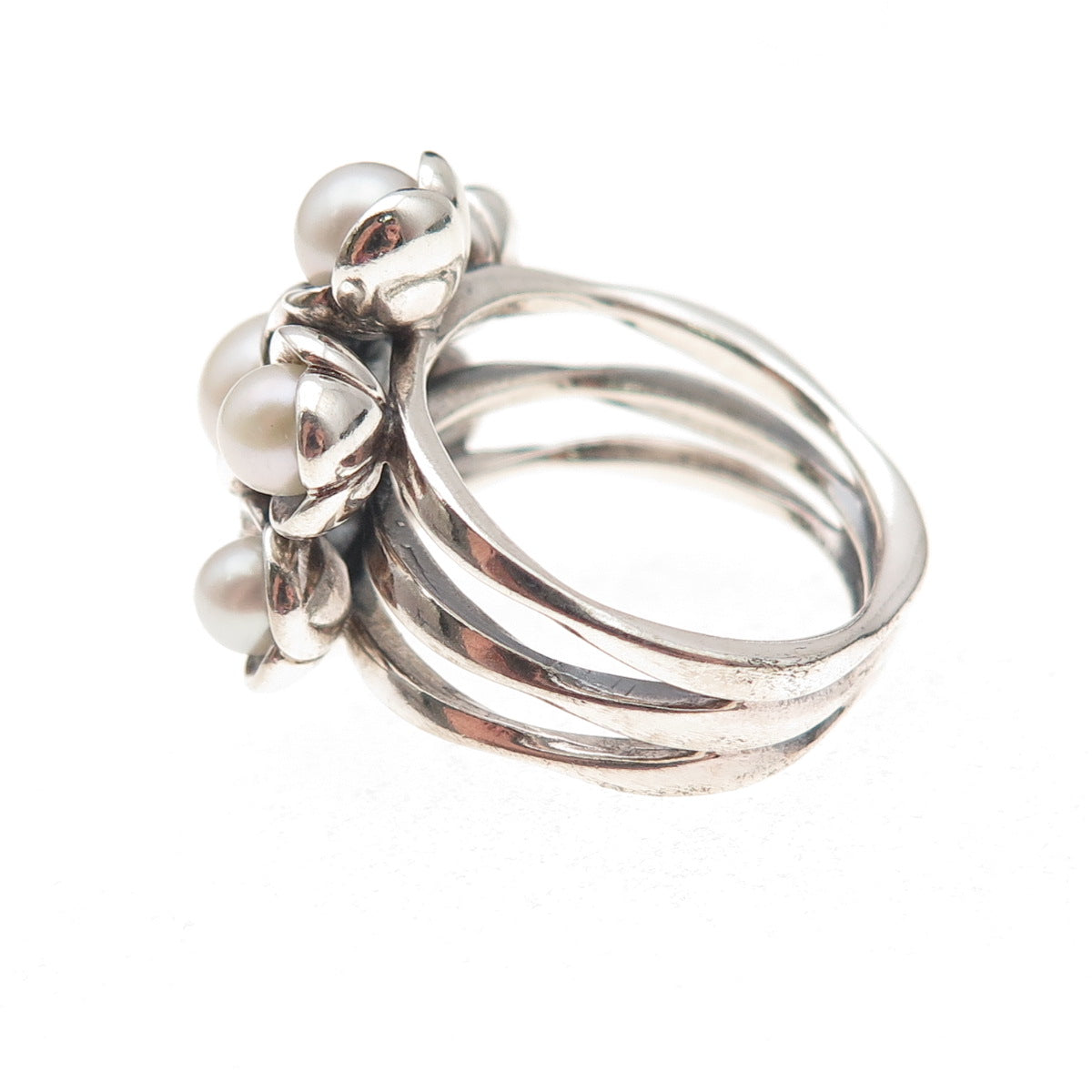 Pandora 925 Sterling Silver Real Pearl Wishful Thinking Ring Size 6.25